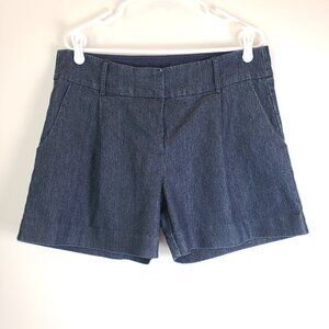 Boston Proper Pleated Front Denim Relaxed Trouser Style Shorts Size 12